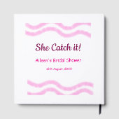 彼女のキャッチ ピンクスパイラル 水彩ライン ブライダル ゲストブック (裏面)