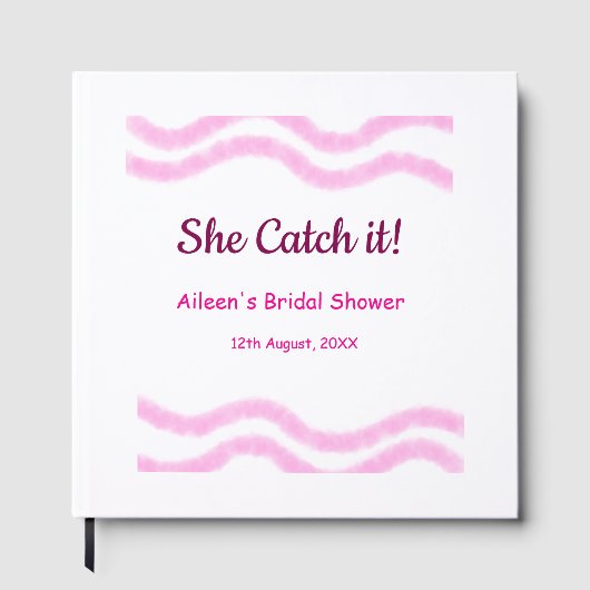 彼女のキャッチ ピンクスパイラル 水彩ライン ブライダル ゲストブック (正面)