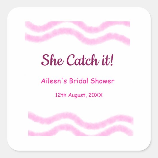 彼女のキャッチ ピンクスパイラル 水彩ライン ブライダル スクエアシール (正面)