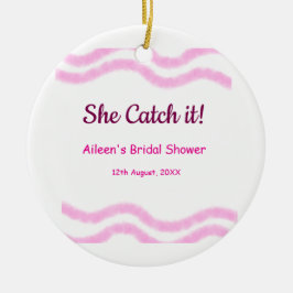 彼女のキャッチ ピンクスパイラル 水彩ライン ブライダル セラミックオーナメント