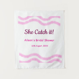 彼女のキャッチ ピンクスパイラル 水彩ライン ブライダル タペストリー