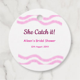 彼女のキャッチ ピンクスパイラル 水彩ライン ブライダル フェイバータグ