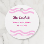 彼女のキャッチ ピンクスパイラル 水彩ライン ブライダル フェイバータグ (裏面)
