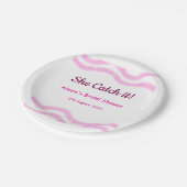 彼女のキャッチ ピンクスパイラル 水彩ライン ブライダル ペーパープレート (アングル)