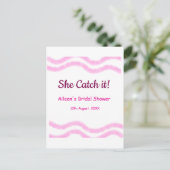 彼女のキャッチ ピンクスパイラル 水彩ライン ブライダル ポストカード (スタンド正面)