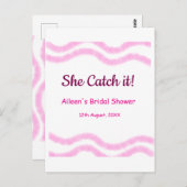 彼女のキャッチ ピンクスパイラル 水彩ライン ブライダル ポストカード (正面/裏面)