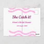 彼女のキャッチ ピンクスパイラル 水彩ライン ブライダル ポストカード (裏面)