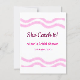 彼女のキャッチ ピンクスパイラル 水彩ライン ブライダル ポストカード