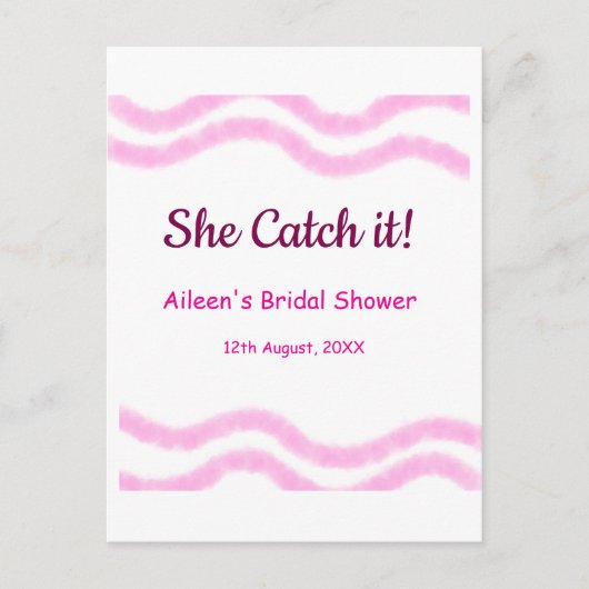 彼女のキャッチ ピンクスパイラル 水彩ライン ブライダル ポストカード (正面)