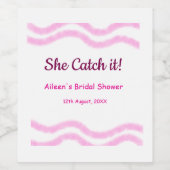 彼女のキャッチ ピンクスパイラル 水彩ライン ブライダル ワインラベル (シングルラベル)