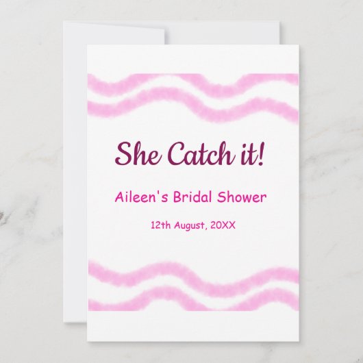 彼女のキャッチ ピンクスパイラル 水彩ライン ブライダル 招待状 (正面)