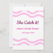 彼女のキャッチ ピンクスパイラル 水彩ライン ブライダル 招待状 (裏面)