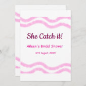 彼女のキャッチ ピンクスパイラル 水彩ライン ブライダル 招待状 (正面/裏面)