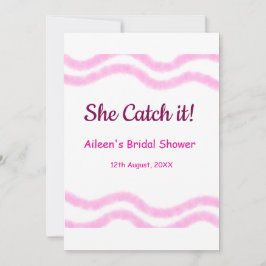 彼女のキャッチ ピンクスパイラル 水彩ライン ブライダル 招待状