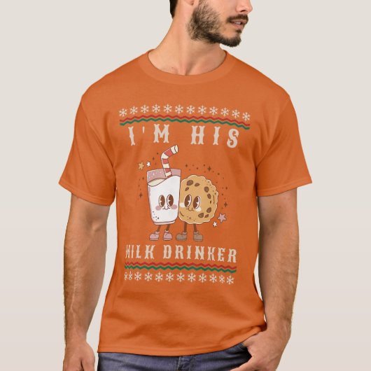 彼女のクッキー好き、彼のミルク飲み好き カップルTシャツ Tシャツ (正面)