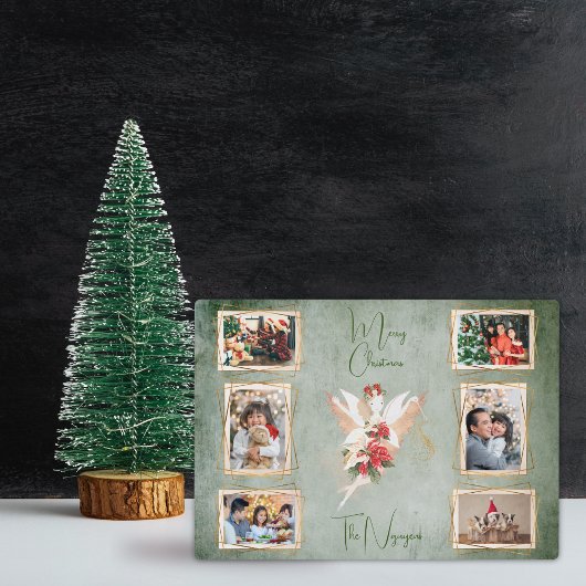 彼女のクリスマスの妖精の写真数々のコラージュのために フォトプラーク