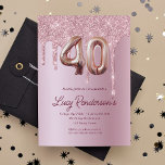 彼女のグリッター40thバースデーカード<br><div class="desc">予算40歳の誕生日グリッター招待モダン40歳の誕生日パーティーのためスタイリッシュの魅力的で魅力的な招待。背景をフェイク見るバラ飾とグリッターの塵。名前とパーティー・詳細のパーソナライズおよび追加40番はバ書ロンスタイルフォント、スクリプトが前面にある。</div>