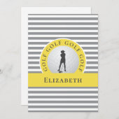 彼女のゴルファーのためのグレイパーソナライズされたイエローありがとう ノートカード (正面/裏面)