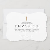 彼女のシンプル金ゴールドフェイククロスの確認 招待状 (正面)