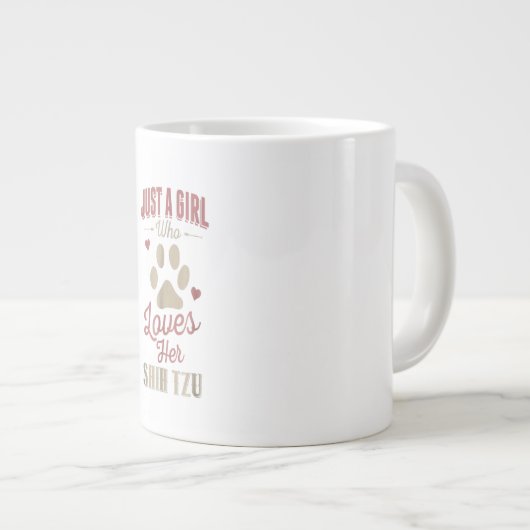 彼女のシーズー(犬)Tzu犬の恋人の贈り物を愛しているだけの女の子 ジャンボコーヒーマグカップ (正面右)