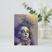 彼女のスカルから花が成長する骨格女性 ポストカード (スタンド正面)