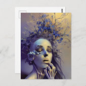 彼女のスカルから花が成長する骨格女性 ポストカード (正面/裏面)