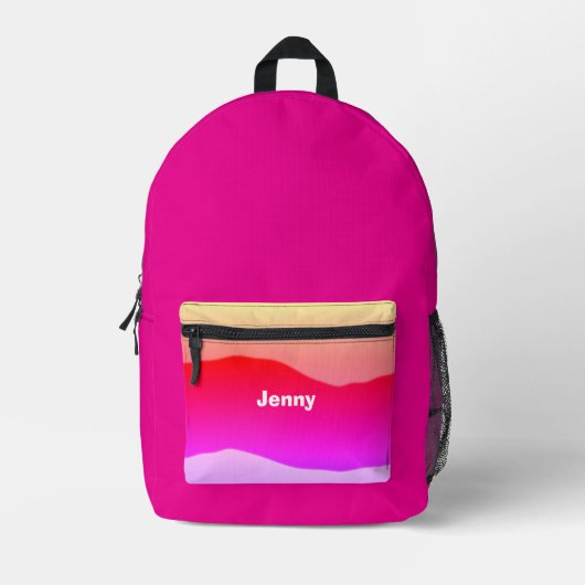 彼女のスクリプト名ボホシックピンクのためのギフト素朴ド プリントバックパック (正面)