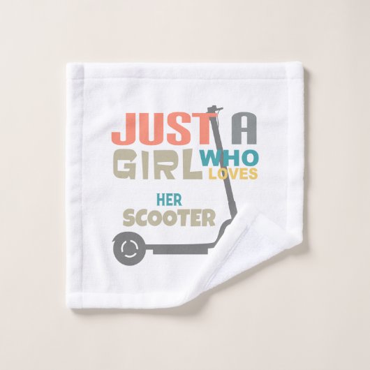 彼女のスクーターを愛する女の子 ウォッシュタオル (ウォッシュタオル)
