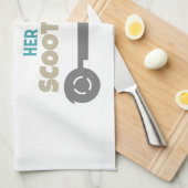 彼女のスクーターを愛する女の子 キッチンタオル (四つ折り)