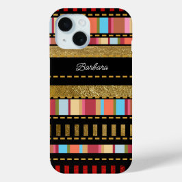 彼女のストライプの名前の素晴らしいパターン iPhone 15ケース