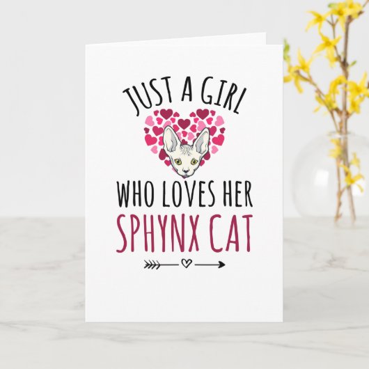 彼女のスフィンクスの贈り物を愛しているだけの女の子猫好き カード (黄色い花)
