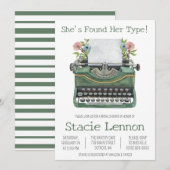 彼女のタイプが見つかった！ タイプライターのウェディングシャワー 招待状 (正面/裏面)