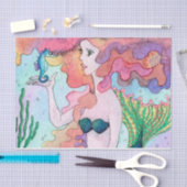 彼女のタツノオトシゴのティッシュペーパーに雑談している人魚 薄葉紙 (クラフト)