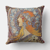 彼女のティアラアールヌーボーが付いている(占星術の)十二宮図 クッション (裏面)