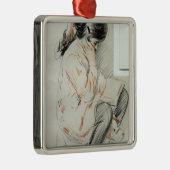 彼女のトイドッグに坐るPauletteの読書 メタルオーナメント (右)