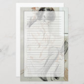 彼女のトイドッグに坐るPauletteの読書 便箋 (正面/裏面)