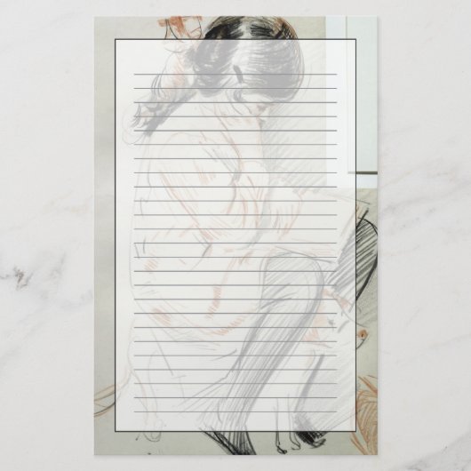 彼女のトイドッグに坐るPauletteの読書 便箋 (正面)