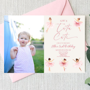 彼女のトゥトゥ キュート バレリーナ フォト 2歳の誕生日パーティー 招待状