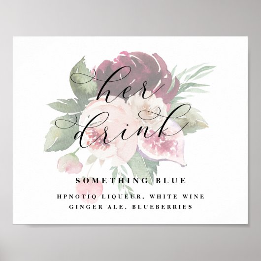 彼女のドリンクブライドのカクテルの結婚バーサインを崇拝する ポスター (正面)