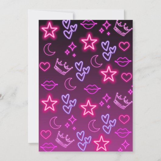 彼女のネオンのためのピンクの42歳の誕生日モダン招待状 招待状 (裏面)