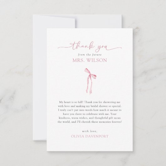 『彼女のノットを結ぶ』コケッティ ボウ ブライダルシャワー サンキューカード (正面)