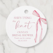「彼女のノットを結ぶ」コケッティ ボウ ブライダル シャワー フェイバータグ (正面)