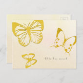 彼女のハガキのバタフライ新カスタムしい住所 案内ポストカード (正面/裏面)