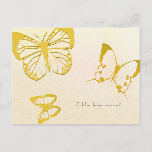 彼女のハガキのバタフライ新カスタムしい住所 案内ポストカード (正面)