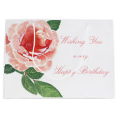 彼女のハッピーバースデーピンクのバラのために ラージペーパーバッグ (正面)