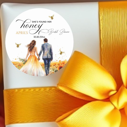 彼女のハニーを探したブライダルシャワー ラウンドシール