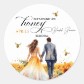 彼女のハニーを探したブライダルシャワー ラウンドシール (正面)
