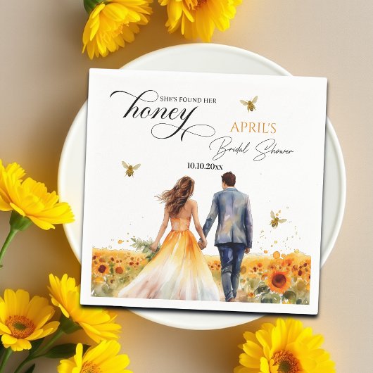 彼女のハニーを探す ブライダルシャワー スタンダードカクテルナプキン