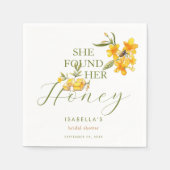 彼女のハニービー フラワーブライダルシャワーが見つかった スタンダードカクテルナプキン (正面)