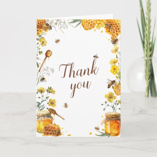 彼女のハニーブライダルシャワーが見つかった サンキューカード (正面)